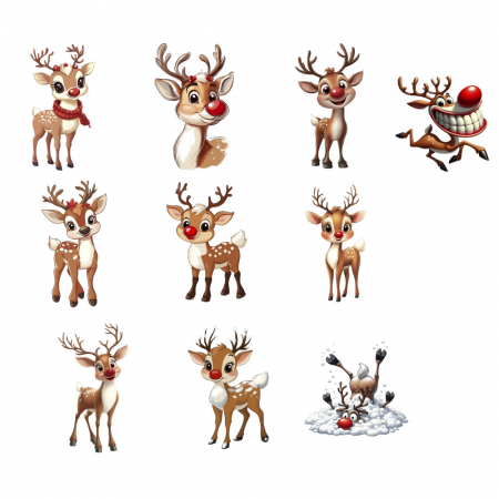 10x Mini-Bügelbilder - Rudolph 1